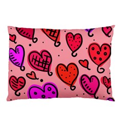 Valentine Wallpaper Whimsical Cartoon Pink Love Heart Wallpaper Design Pillow Case by Nexatart