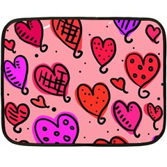 Valentine Wallpaper Whimsical Cartoon Pink Love Heart Wallpaper Design Double Sided Fleece Blanket (mini)  by Nexatart