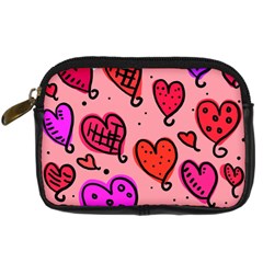 Valentine Wallpaper Whimsical Cartoon Pink Love Heart Wallpaper Design Digital Camera Cases by Nexatart