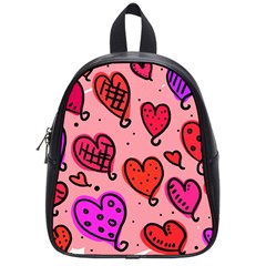 Valentine Wallpaper Whimsical Cartoon Pink Love Heart Wallpaper Design School Bags (small) 