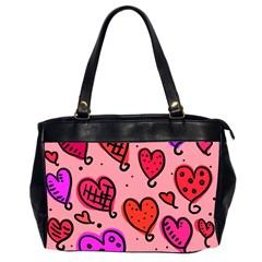 Valentine Wallpaper Whimsical Cartoon Pink Love Heart Wallpaper Design Office Handbags (2 Sides)  by Nexatart