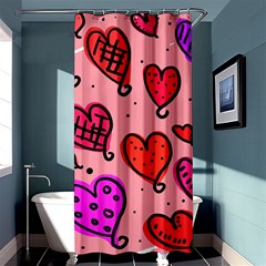 Valentine Wallpaper Whimsical Cartoon Pink Love Heart Wallpaper Design Shower Curtain 36  X 72  (stall)  by Nexatart