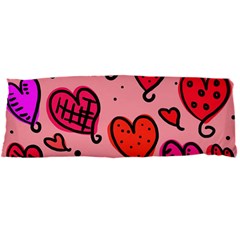 Valentine Wallpaper Whimsical Cartoon Pink Love Heart Wallpaper Design Body Pillow Case Dakimakura (two Sides) by Nexatart