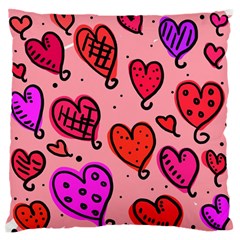 Valentine Wallpaper Whimsical Cartoon Pink Love Heart Wallpaper Design Standard Flano Cushion Case (two Sides) by Nexatart