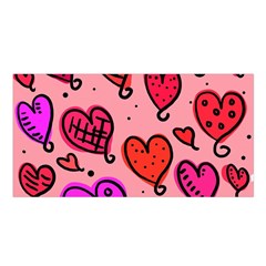 Valentine Wallpaper Whimsical Cartoon Pink Love Heart Wallpaper Design Satin Shawl by Nexatart