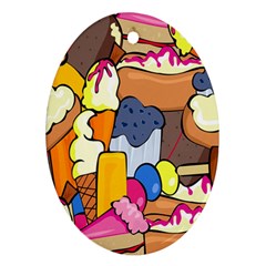 Sweet Stuff Digitally Food Oval Ornament (Two Sides)