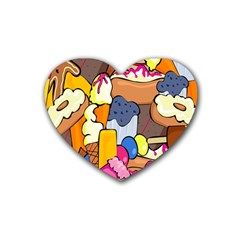 Sweet Stuff Digitally Food Rubber Coaster (heart)  by Nexatart