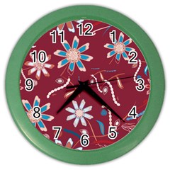 Floral Seamless Pattern Vector Color Wall Clocks by Nexatart