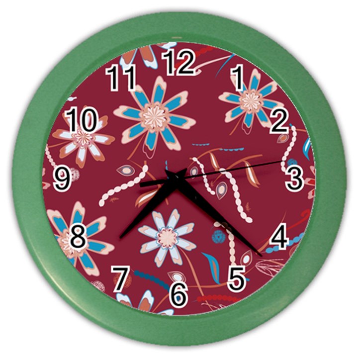 Floral Seamless Pattern Vector Color Wall Clocks