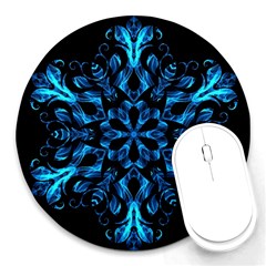 Blue Snowflake Round Mousepads by Nexatart