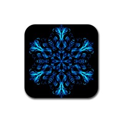 Blue Snowflake Rubber Square Coaster (4 Pack)  by Nexatart