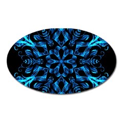 Blue Snowflake Oval Magnet by Nexatart