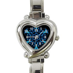 Blue Snowflake Heart Italian Charm Watch by Nexatart