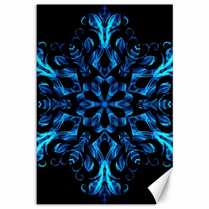 Blue Snowflake Canvas 12  x 18  