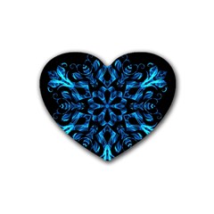 Blue Snowflake Rubber Coaster (heart)  by Nexatart