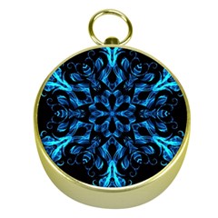 Blue Snowflake Gold Compasses by Nexatart