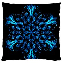 Blue Snowflake Large Flano Cushion Case (two Sides) by Nexatart