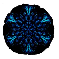 Blue Snowflake Large 18  Premium Flano Round Cushions by Nexatart