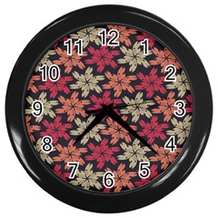 Floral Seamless Pattern Vector Wall Clocks (black) by Nexatart