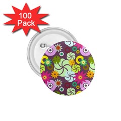 Floral Seamless Pattern Vector 1 75  Buttons (100 Pack)  by Nexatart