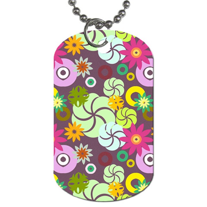 Floral Seamless Pattern Vector Dog Tag (One Side)