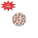 Floral Seamless Pattern Vector 1  Mini Buttons (10 pack)  Front