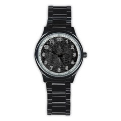 Old Black Background Stainless Steel Round Watch by Nexatart