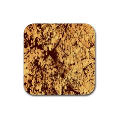 Abstract Brachiate Structure Yellow And Black Dendritic Pattern Rubber Coaster (square)  by Nexatart