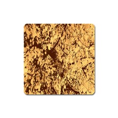 Abstract Brachiate Structure Yellow And Black Dendritic Pattern Square Magnet by Nexatart