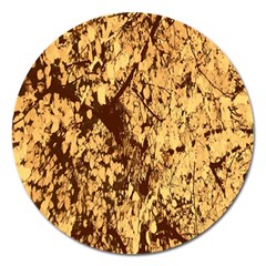 Abstract Brachiate Structure Yellow And Black Dendritic Pattern Magnet 5  (round) by Nexatart