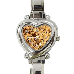 Abstract Brachiate Structure Yellow And Black Dendritic Pattern Heart Italian Charm Watch by Nexatart