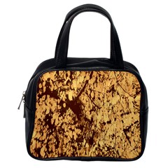 Abstract Brachiate Structure Yellow And Black Dendritic Pattern Classic Handbags (one Side) by Nexatart