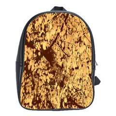 Abstract Brachiate Structure Yellow And Black Dendritic Pattern School Bags(large)  by Nexatart