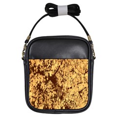 Abstract Brachiate Structure Yellow And Black Dendritic Pattern Girls Sling Bags by Nexatart