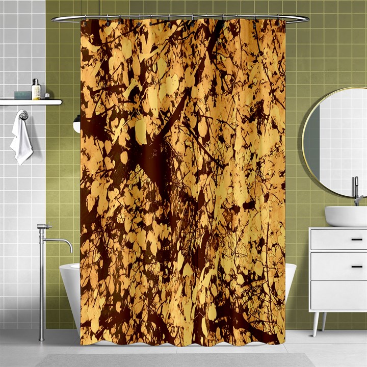 Abstract Brachiate Structure Yellow And Black Dendritic Pattern Shower Curtain 48  x 72  (Small) 