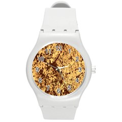 Abstract Brachiate Structure Yellow And Black Dendritic Pattern Round Plastic Sport Watch (m) by Nexatart