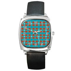 Floral Seamless Pattern Vector Square Metal Watch by Nexatart