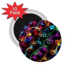 Rainbow Ribbon Swirls Digitally Created Colourful 2 25  Magnets (10 Pack) 