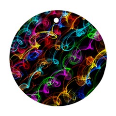 Rainbow Ribbon Swirls Digitally Created Colourful Round Ornament (two Sides) by Nexatart