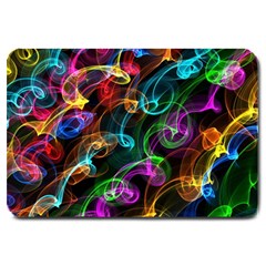 Rainbow Ribbon Swirls Digitally Created Colourful Large Doormat  by Nexatart