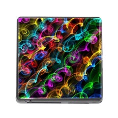 Rainbow Ribbon Swirls Digitally Created Colourful Memory Card Reader (square) by Nexatart