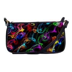 Rainbow Ribbon Swirls Digitally Created Colourful Shoulder Clutch Bags by Nexatart