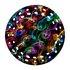 Rainbow Ribbon Swirls Digitally Created Colourful Round Filigree Ornament (two Sides) by Nexatart