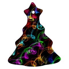 Rainbow Ribbon Swirls Digitally Created Colourful Christmas Tree Ornament (two Sides) by Nexatart