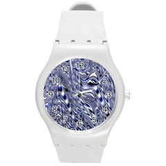 Aliens Music Notes Background Wallpaper Round Plastic Sport Watch (m) by Nexatart