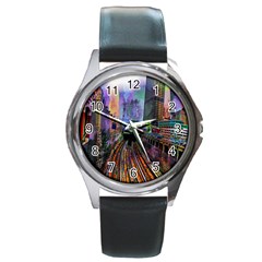 Downtown Chicago City Round Metal Watch