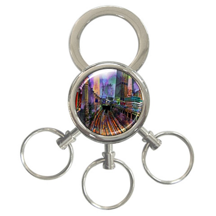 Downtown Chicago City 3-Ring Key Chains