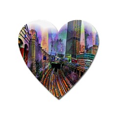 Downtown Chicago City Heart Magnet