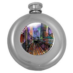 Downtown Chicago City Round Hip Flask (5 oz)