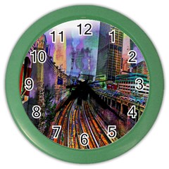 Downtown Chicago City Color Wall Clocks